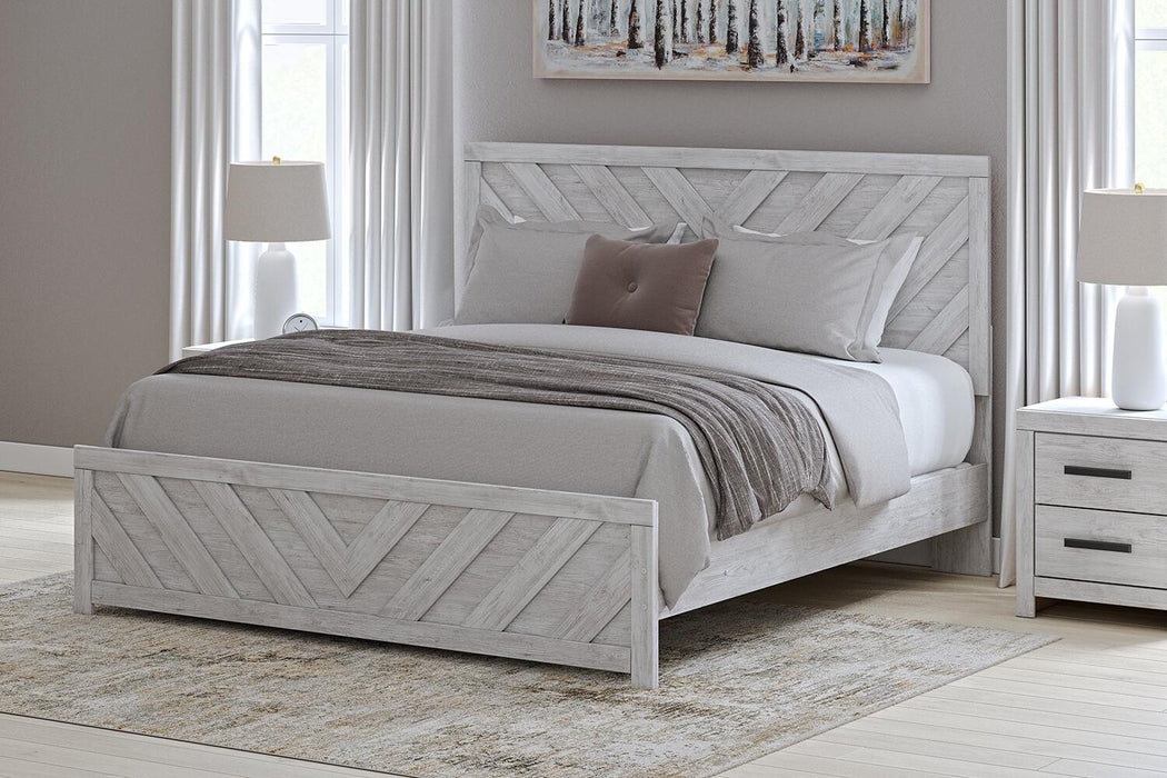 Cayboni King Panel Bed with Mirrored Dresser