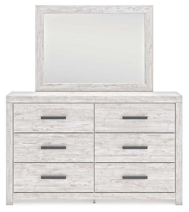 Cayboni Twin Panel Bed with Mirrored Dresser and Nightstand