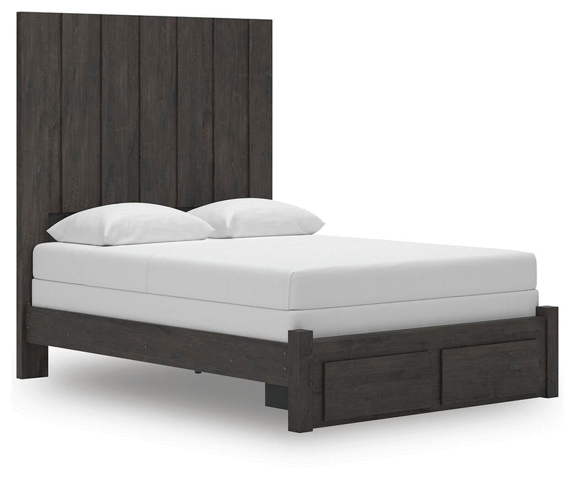 Parlayon Queen Panel Storage Bed, Dresser, Mirror, Chest and Nightstand
