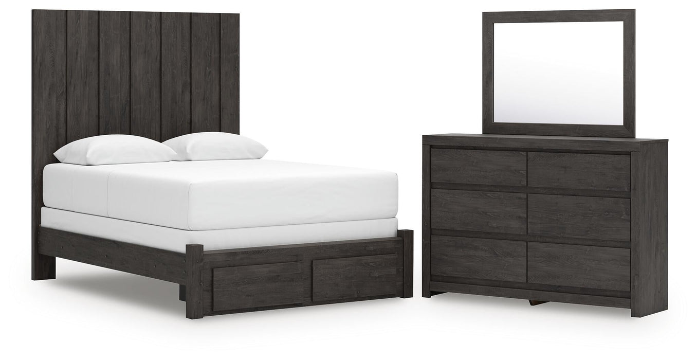 Parlayon Queen Panel Storage Bed, Dresser and Mirror