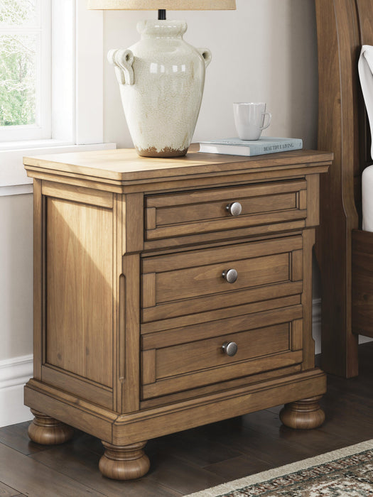Vandenmore California King Storage Sleigh Bed with Mirrored Dresser, Chest and Nightstand