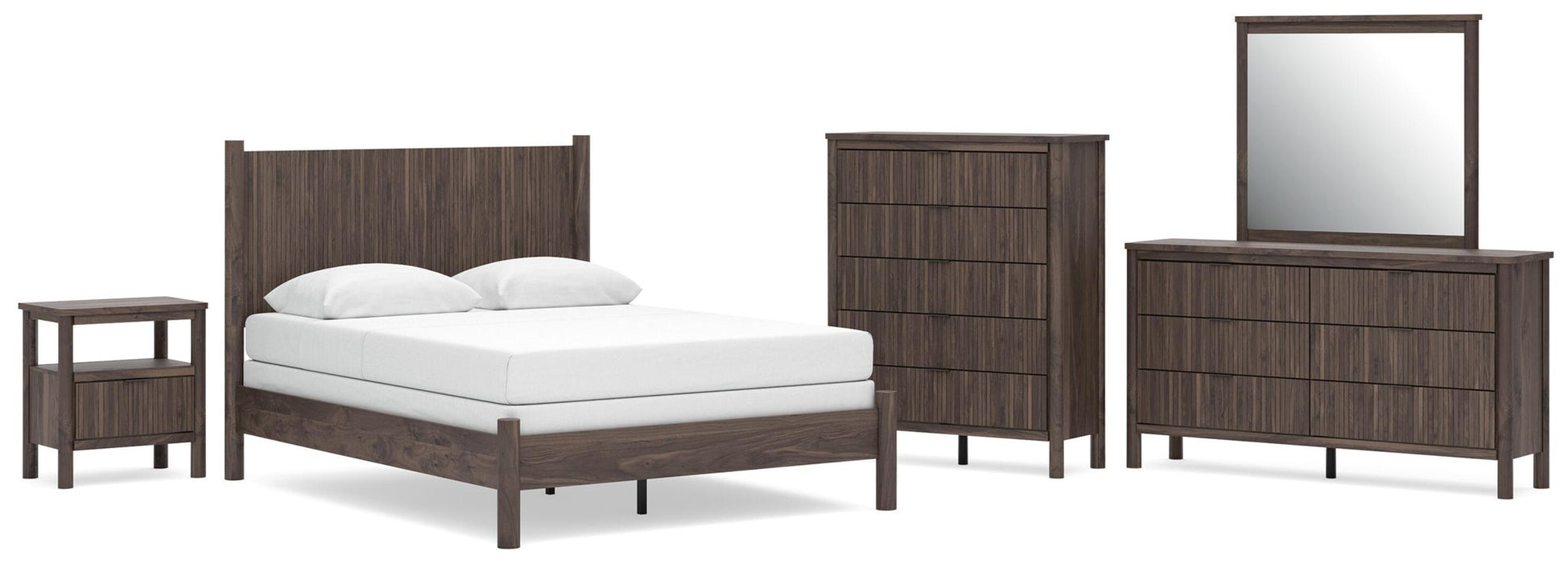 Cadmori Queen Panel Bed, Dresser, Mirror, Chest and Nightstand