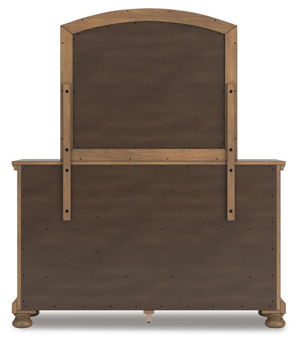 Vandenmore King Storage Sleigh Bed with Mirrored Dresser, Chest and Nightstand