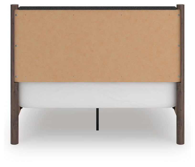 Cadmori Queen Upholstered Panel Bed, Dresser, Mirror, Chest and Nightstand