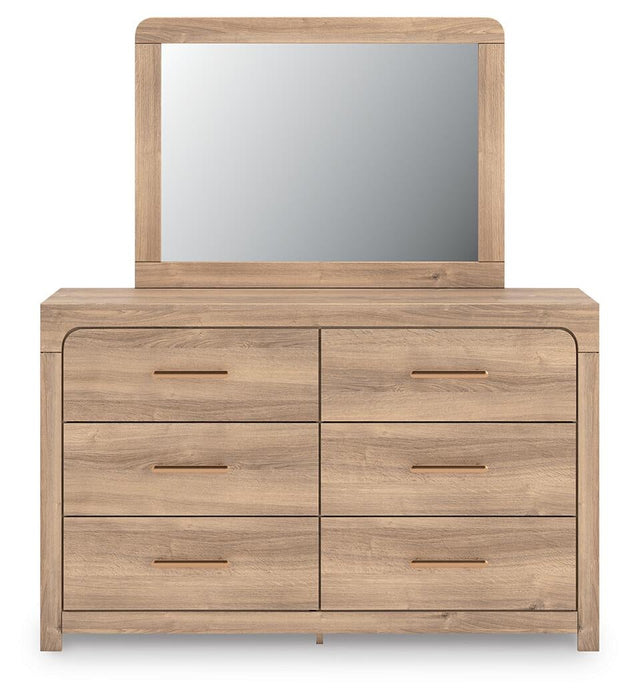 Hollymount Queen Upholstered Platform Bed, Dresser and Mirror