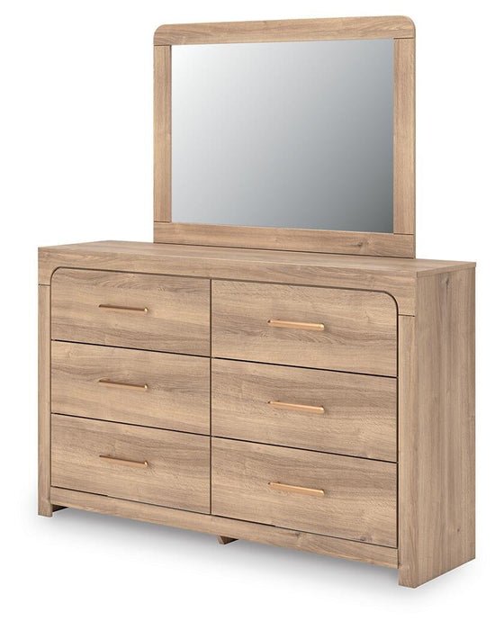 Hollymount Queen Upholstered Platform Bed, Dresser and Mirror
