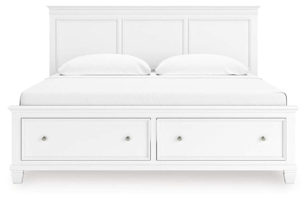Fortman King Panel Storage Bed with Mirrored Dresser