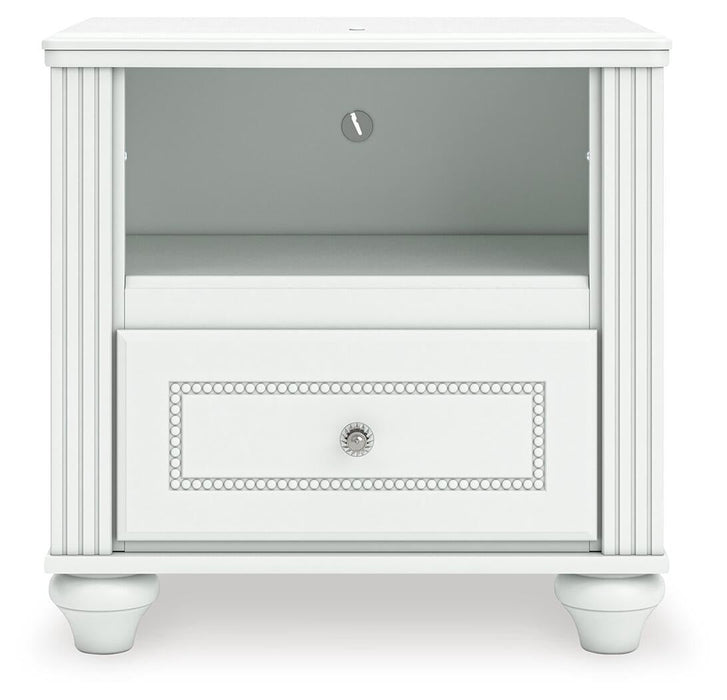 Maylilly Full Upholstered Panel Bed, Dresser, Mirror and Nightstand