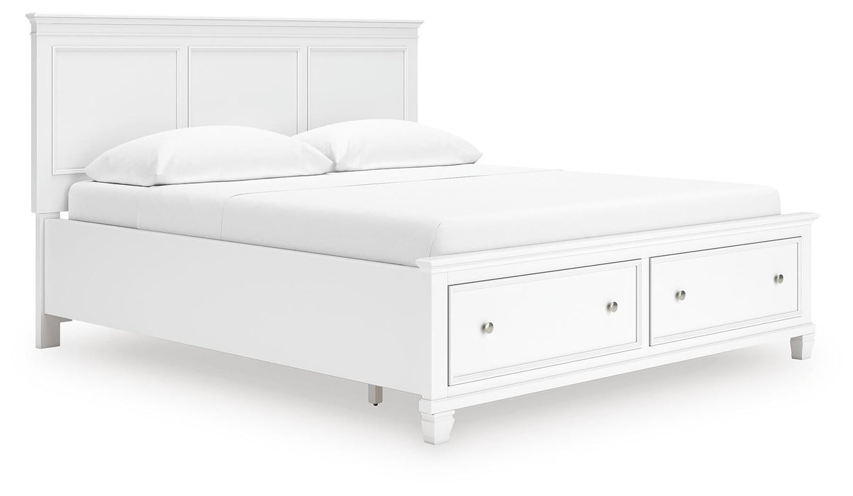 Fortman California King Panel Storage Bed, Dresser and Mirror