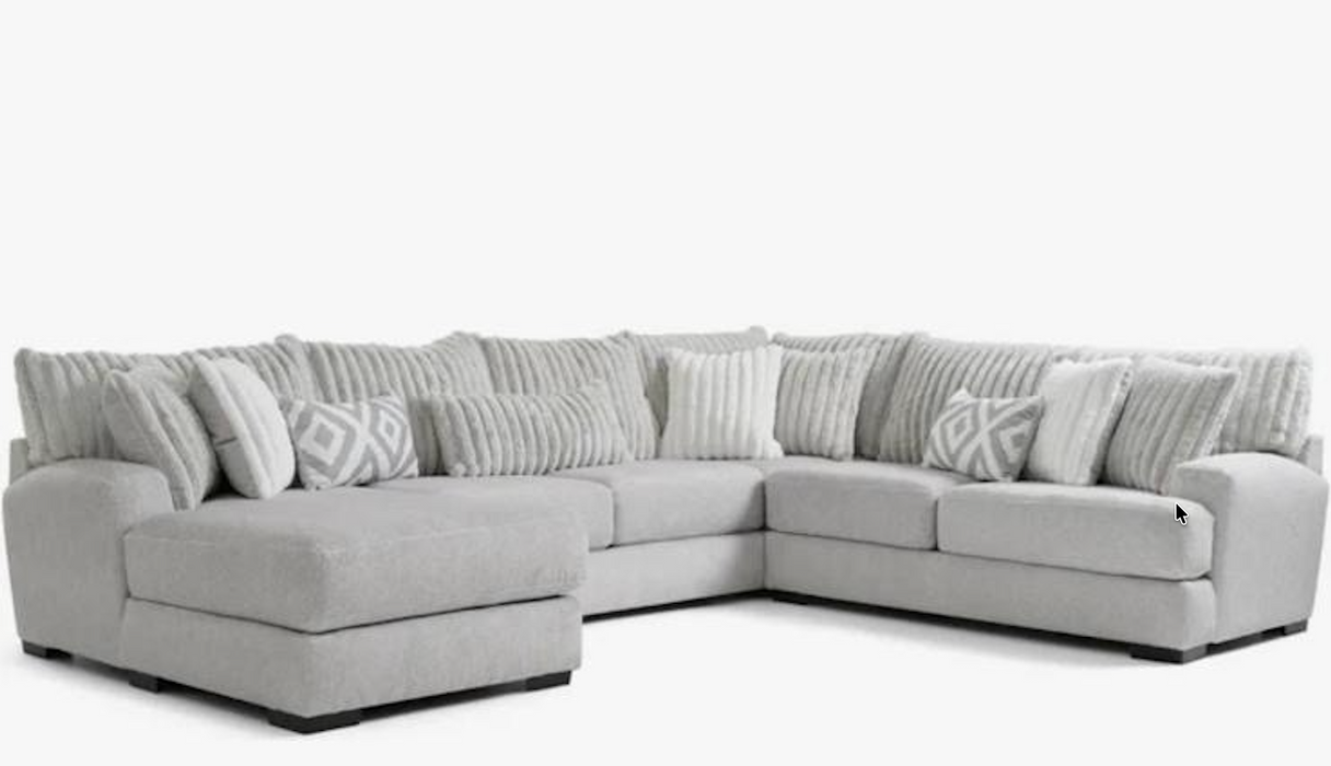 Tweed Silver 3-Piece Sectional with Left Chaise